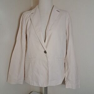 J.Crew Woman Beige Linen  Cotton Classic Office Blazer Jacket‎ size 14
